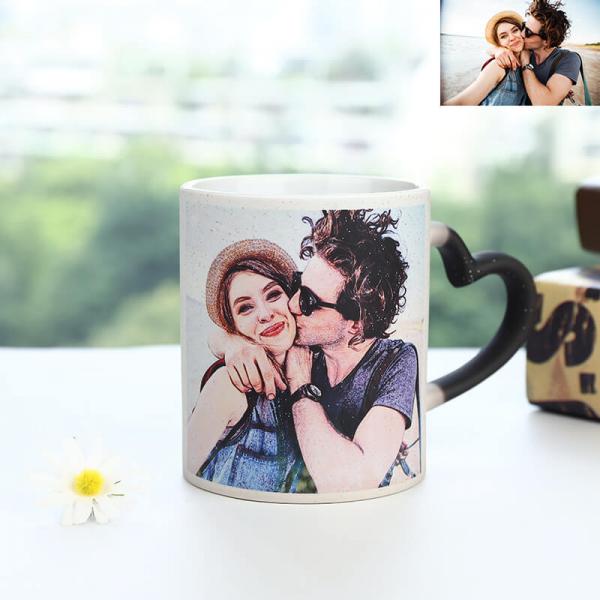 Tasse en céramique avec couvercle Couple Water Cup Mug Set Femmes's Day  Coffee Cup Gift Wholesale Color-changing Cup Gift Box